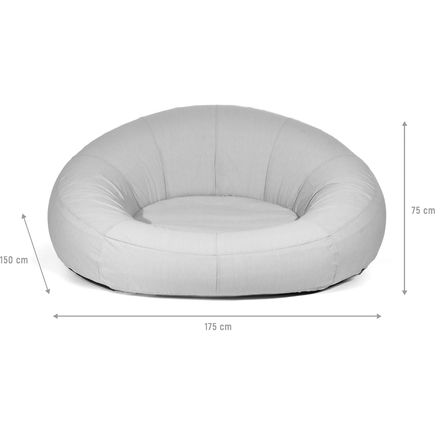 VESTIAMO CASA GIARDINO - Poltrona Gonfiabile Grigio chiaro - h75x175x150 cm
